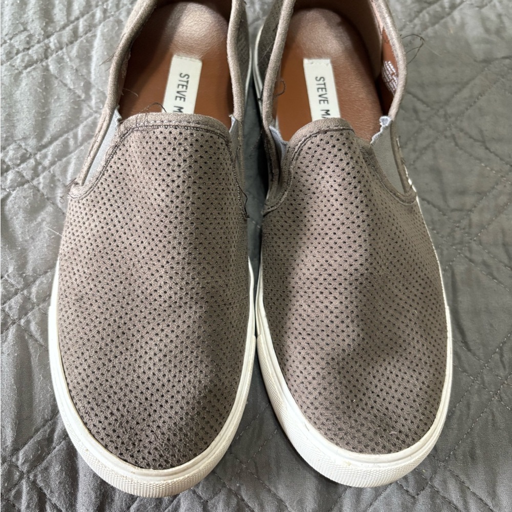 Steve Madden Taupe Perforated Slip-Ons